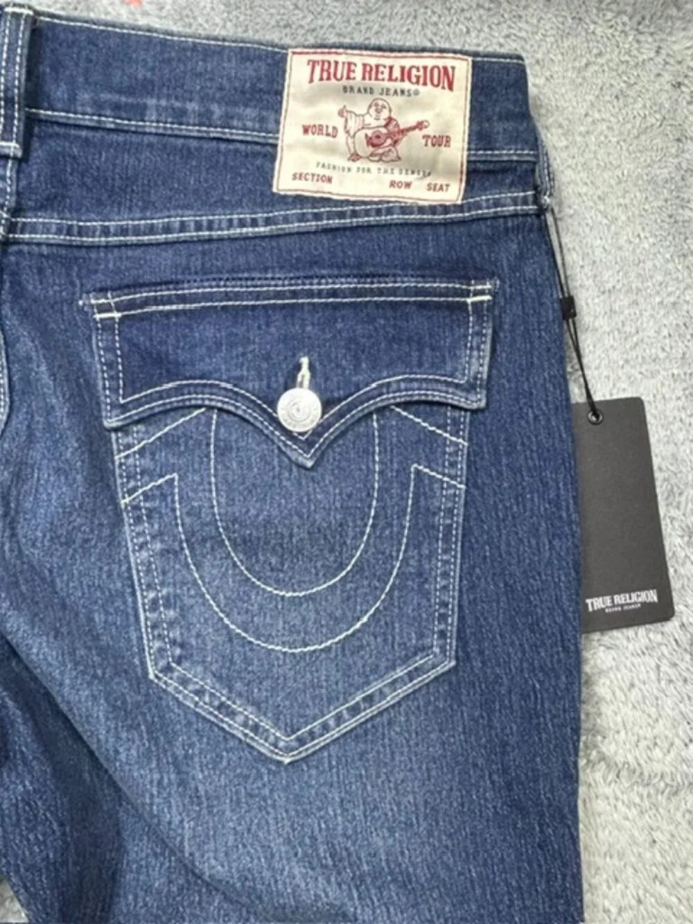 True Religion Ricky Jeans Men's 34x34 Dark Lunar Shadow SN Flap Straight Leg NEW